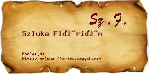 Szluka Flórián névjegykártya